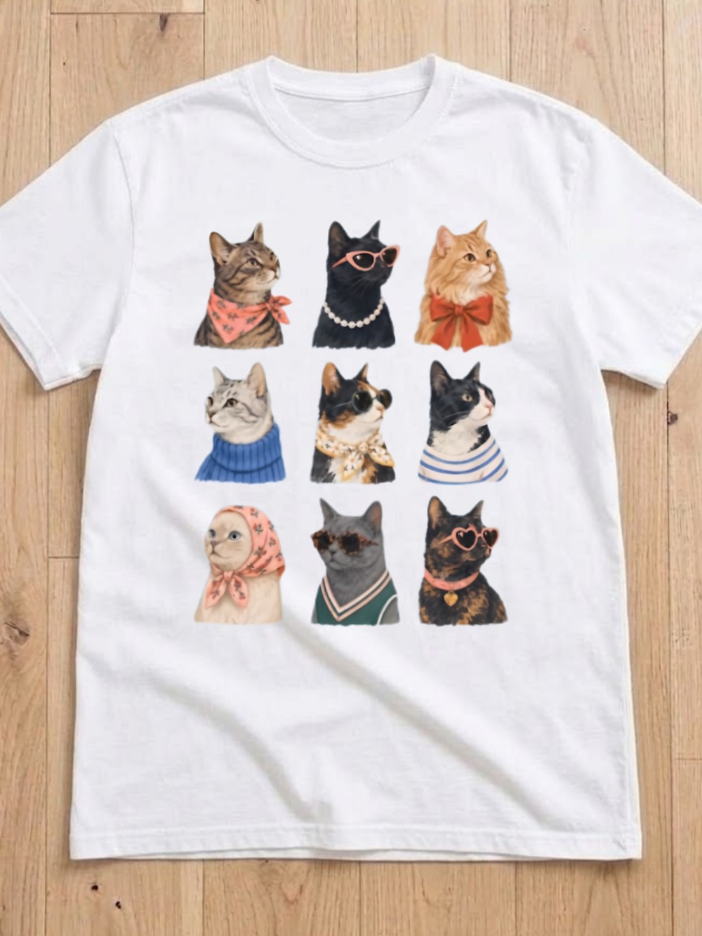 Gildan Colorful Cats T-Shirt, Cute Cat Shirt